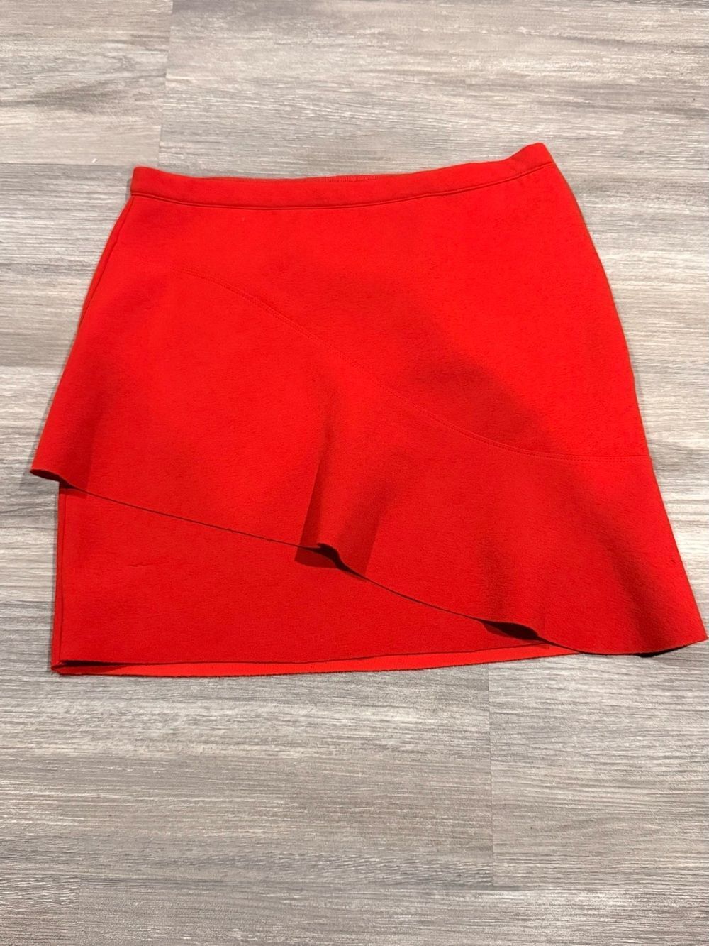 Topshop Bright Red Asymmetrical Ruffle Mini Skirt
